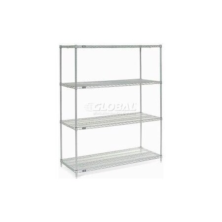 Global Equipment Nexelate Silver Epoxy Wire Shelving Starter 60"W x 36"D x 74"H 36607EP